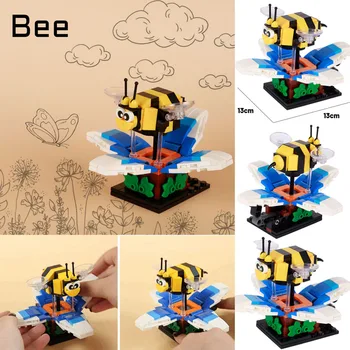 MOC Собирает Интерактивную игрушку Цветок Животное Пчела Строительный блок Мини Модель Меха Кирпичи Забавный подарок детям Рождественский подарок