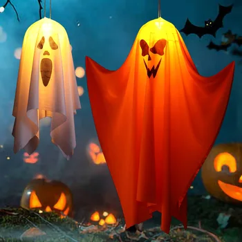 Светодиодные лампы-призраки в виде тыквы на Хэллоуин, Люстра, Атмосферные огни, бар ужасов, Дом с привидениями, Семейная вечеринка, Украшения на Хэллоуин 2023