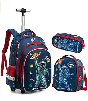 Школьный рюкзак на колесиках для девочек, рюкзак для начальной школы, сумка на колесиках, детская школьная тележка, набор пакетов для ланча на колесиках