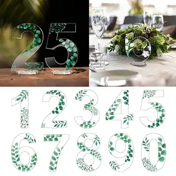 Акриловые таблички с номерами столов в цветочек и листьями, современная карточка с номером свадебного стола, карточки мест для торжественной помолвки, свадебный декор.