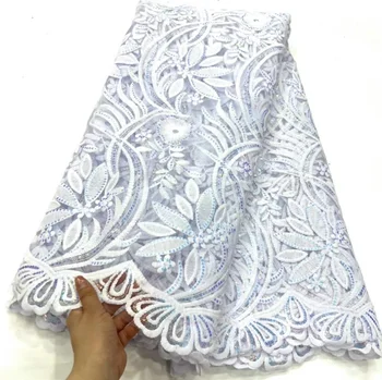 Нигерийская кружевная ткань 2023, Синяя вышитая сетка, швейный материал, женские вечерние свадебные платья, Высококачественная Африканская вышивка, тюль