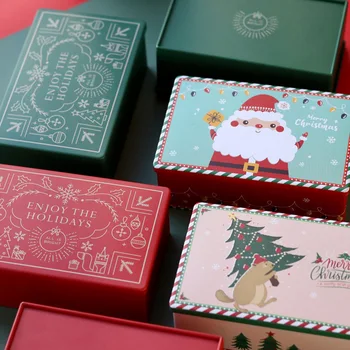 Рождественская прямоугольная металлическая банка для консервирования, коробка для конфет, подарочная упаковка, коробка для хранения печенья, железная банка, коробка для домашнего хранения