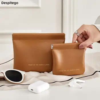 Элегантная мини-пружинная сумка из искусственной кожи с надписью, самозакрывающийся кошелек для монет, Линия передачи данных, сумка для хранения ювелирных изделий