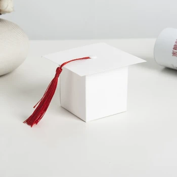 Подарочная коробка в форме бумажной шапочки для выпускного, сделанной своими руками, коробка сахара и шоколада для выпускной вечеринки, кепка в пользу холостяка, Свадебная коробка конфет