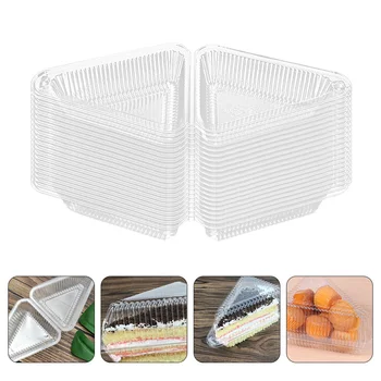 50 Шт Треугольные Контейнеры для торта Пластиковые Одноразовые крышки для ломтиков сыра Прозрачная упаковка Мини-контейнер для хранения домашних животных