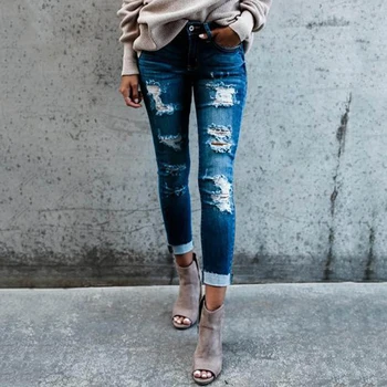 Брюки женские летние тонкие срезы 2023 весна и осень, новые джинсы с высокой талией, тонкие и прямые брюки с девятью точками