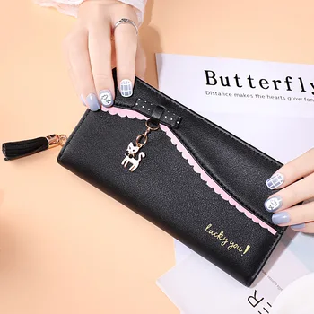 Студенческая женская сумочка Корейская версия Милая женская сумка для хранения Новый Мини-кулон Cat Металлический кошелек для монет Зажим для карт Женский кошелек