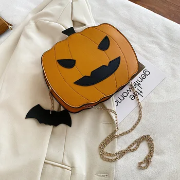 Забавная булочка с тыквой, булочка на Хэллоуин, универсальная дизайнерская модная сумка на цепочке, милая персонализированная креативная женская сумка, сумки
