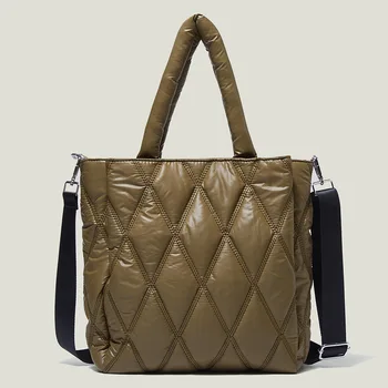 2023 Новые женские сумки из ромбического полотна, большая вместительная сумка-мессенджер, простые повседневные кошельки и сумки роскошного дизайнера