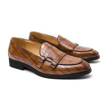 Мужская обувь Из натуральной кожи с рисунком крокодила, Деловые лоферы для прогулок, Удобные лоферы, Обувь размера плюс 38-48