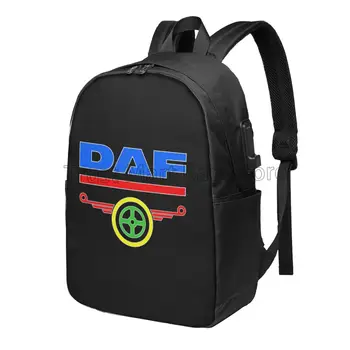 Рюкзак с рисунком грузовика DAF, легкая школьная сумка для книг, повседневный студенческий дорожный рюкзак для ноутбука с USB-портом, 17 дюймов