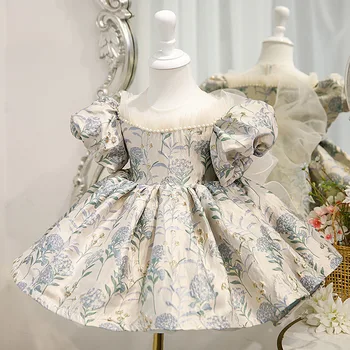Летнее детское платье принцессы для маленьких девочек, бальное платье для дня рождения, свадебная церемония, праздничная одежда, кружевное платье с бантом