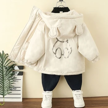 Пальто для мальчиков, куртка, хлопчатобумажная верхняя одежда, ветровка 2023, утепленный бархат, зимний теплый Рождественский подарок, детская одежда