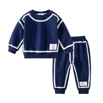 Новый костюм-толстовка для мальчиков и девочек, детские спортивные топы, брюки, комплект из 2 предметов, детская домашняя одежда на весну и осень