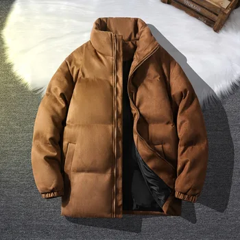 Замшевая куртка-парка Мужская пуховая куртка с хлопковой подкладкой Зимние пальто мужская уличная одежда утепленные теплые пальто
